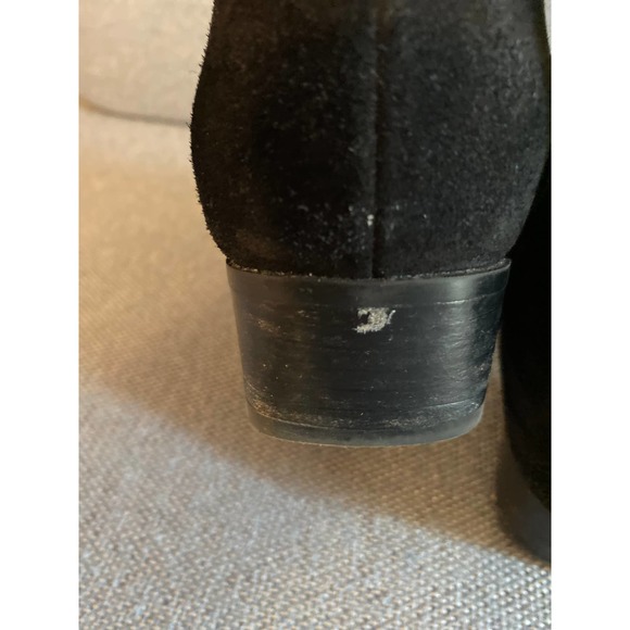 Aquatalia woman’s suede leather ankle boot size 6 black suede zip side sm heal - Picture 8 of 16